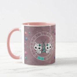 Zodiac Gemini Cute Cat Wheel Planet Astrology Mugg