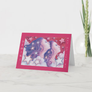 Zodiac Gemini "Grattis på födelsedagen" hälsning-k Kort