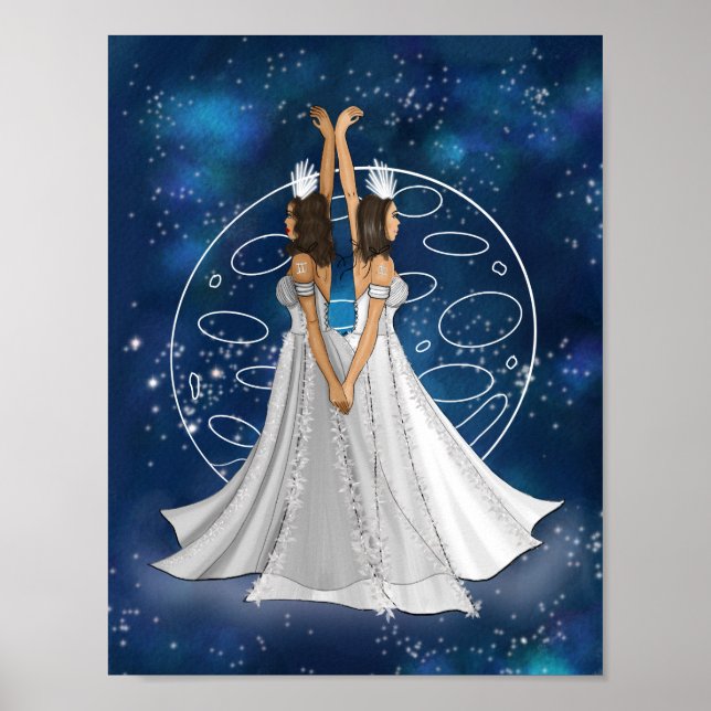 Zodiac Gemini guddess med planetkvicksilver Poster (Framsidan)