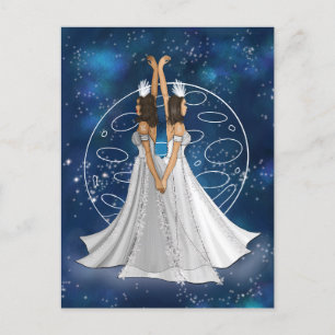 Zodiac Gemini guddess med planetkvicksilver Vykort