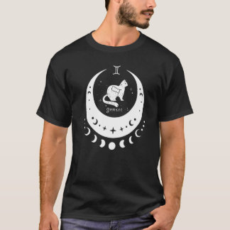 Zodiac Gemini Horoscope Astrology Sign Cat Crescen T Shirt