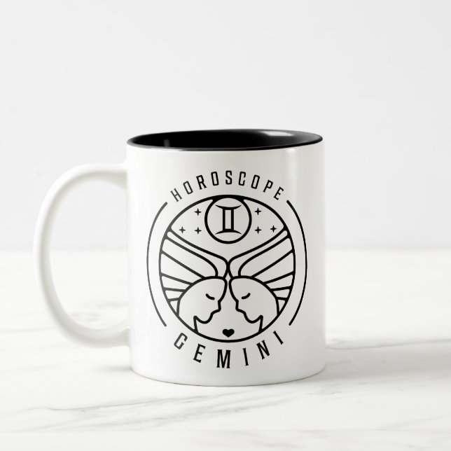 Zodiac GEMINI Horoscope Design Två-Tonad Mugg (Vänster)