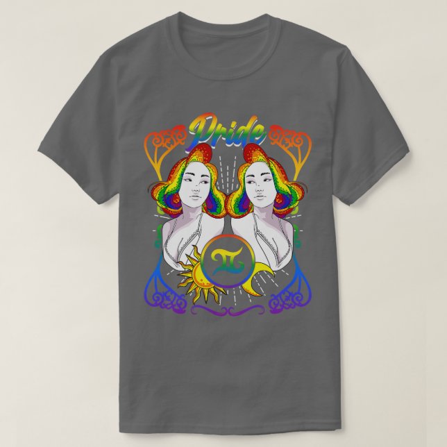 Zodiac Gemini LGBTQ-Pride T Shirt (Design framsida)