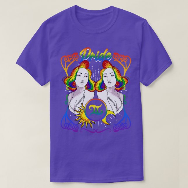 Zodiac Gemini LGBTQ-Pride T Shirt (Design framsida)