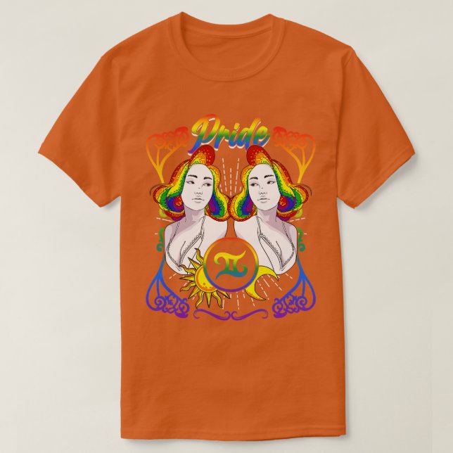 Zodiac Gemini LGBTQ-Pride T Shirt (Design framsida)