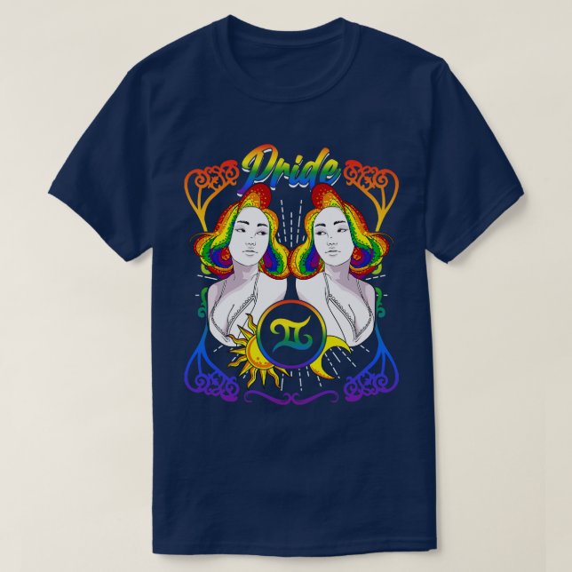 Zodiac Gemini LGBTQ-Pride T Shirt (Design framsida)