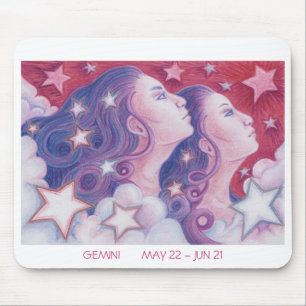 Zodiac Gemini mousepad white gräns Musmatta