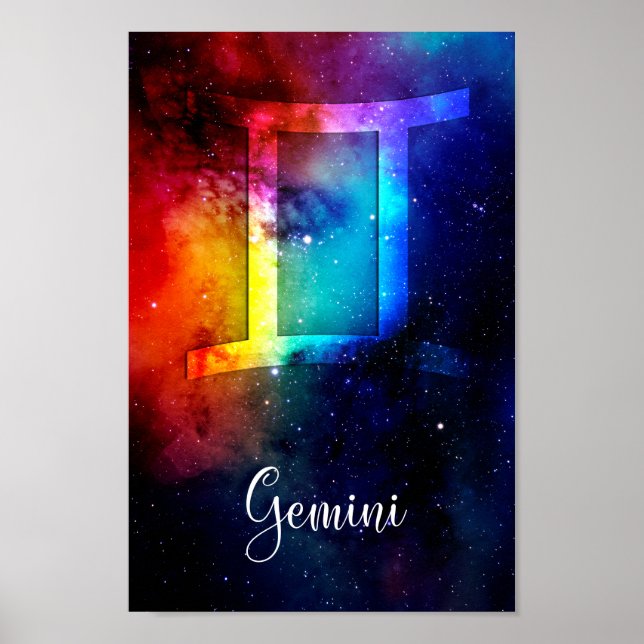 Zodiac : Gemini Rainbow Space Poster (Framsidan)