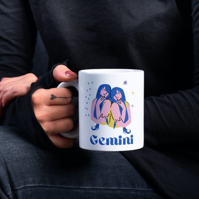 Zodiac | Gemini Stjärntecken Illustration Kaffemugg (Gemini | Zodiac | Horoscope | Star Sign Illustration)