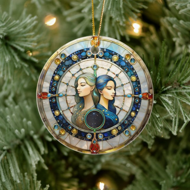 Zodiac - Gemini Twillingarna Julgransprydnad Keramik (Träd)
