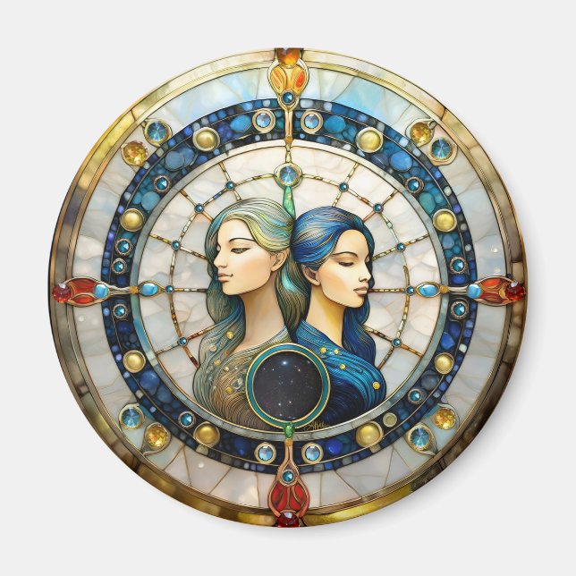 Zodiac - Gemini Twillingarna Magnet (Framsidan)