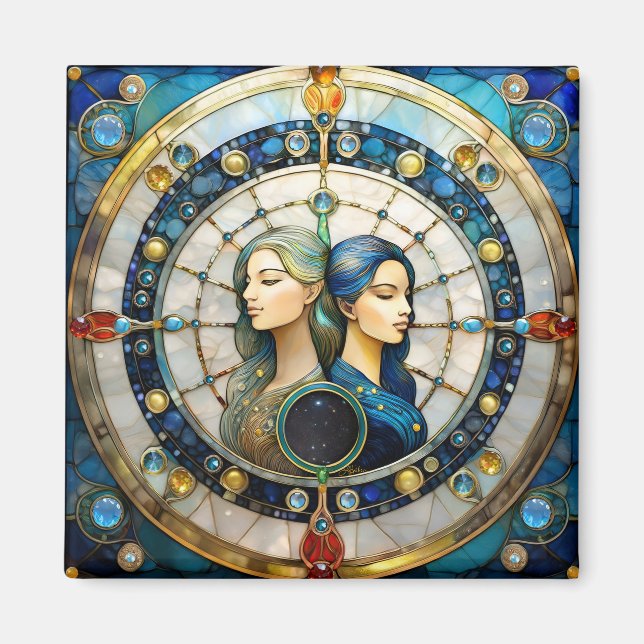 Zodiac - Gemini Twillingarna Magnet (Framsidan)