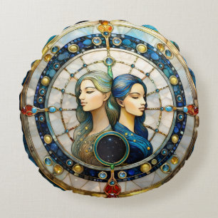 Zodiac - Gemini Twillingarna Rund Kudde