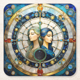 Zodiac - Gemini Twillingarna Underlägg Papper Kvadrat