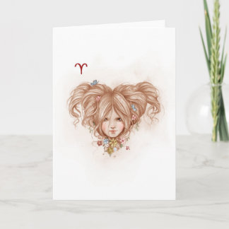 Zodiac Girl Greeting Card: Aries Kort