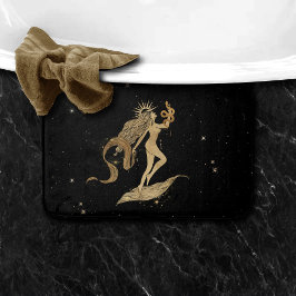 Zodiac Goddess | Astrologi för Cosmic Guld Våg Badrumsmatta