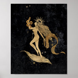 Zodiac Goddess | Astrologi för Cosmic Guld Våg Poster