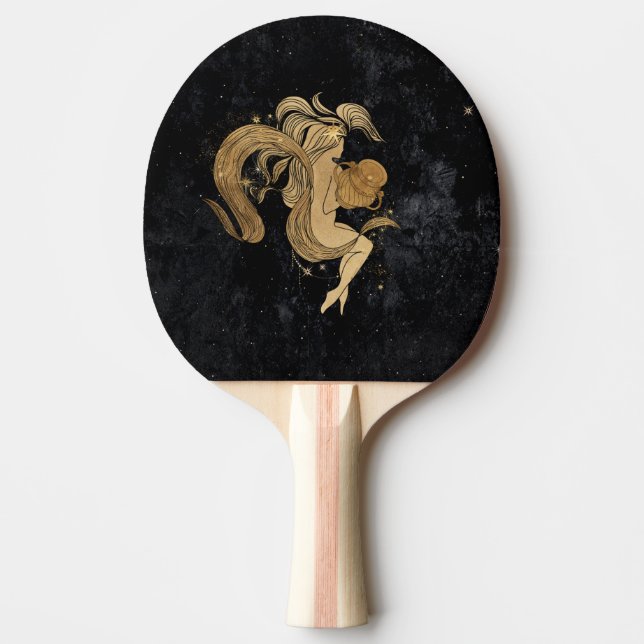 Zodiac Goddess | Cosmic Guld Aquarius Astrology Pingisracket (Framsidan)