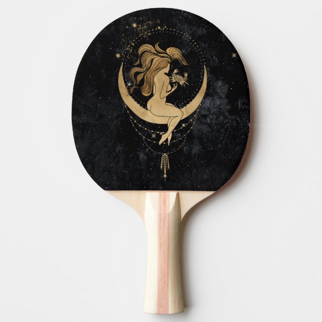 Zodiac Goddess | Cosmic Guld Cancer Astrology Pingisracket (Framsidan)