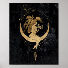 Zodiac Goddess | Cosmic Guld Cancer Astrology Poster