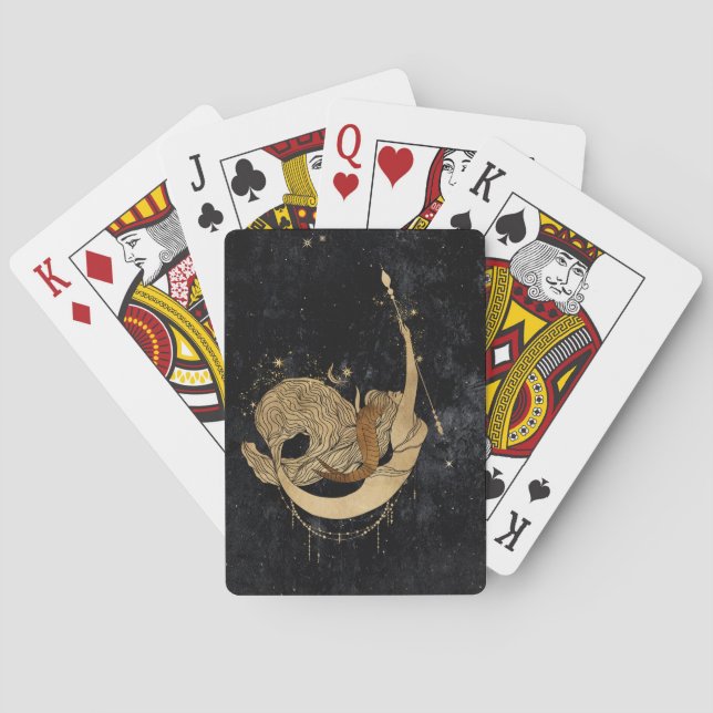 Zodiac Goddess | Cosmic Guld Capricorn Astrology Casinokort (Baksidan)