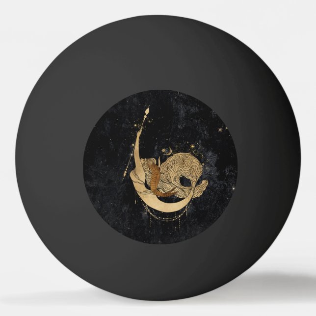Zodiac Goddess | Cosmic Guld Capricorn Astrology Pingisboll (Framsidan)