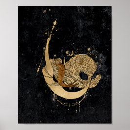 Zodiac Goddess | Cosmic Guld Capricorn Astrology Poster