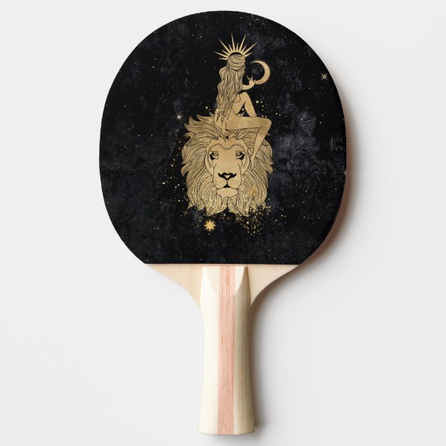 Zodiac Goddess | Cosmic Guld Leo Astrology Pingisracket (Framsidan)