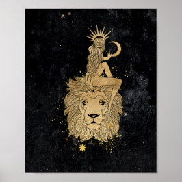 Zodiac Goddess | Cosmic Guld Leo Astrology Poster