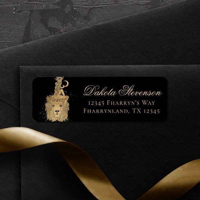 Zodiac Goddess | Cosmic Guld Leo Astrology Returadress Etikett (Skapare uppladdad)