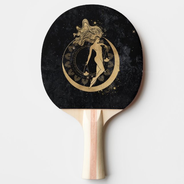 Zodiac Goddess | Cosmic Guld Libra Astrology Pingisracket (Framsidan)