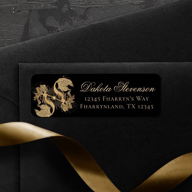 Zodiac Goddess | Cosmic Guld Pisces Astrology Returadress Etikett (Skapare uppladdad)