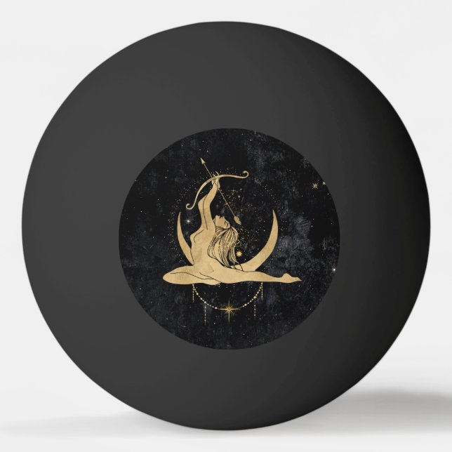 Zodiac Goddess | Cosmic Guld Sagittarius Astrology Pingisboll (Framsidan)