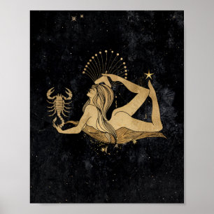 Zodiac Goddess Cosmic Guld Scorpio Astrology Poster