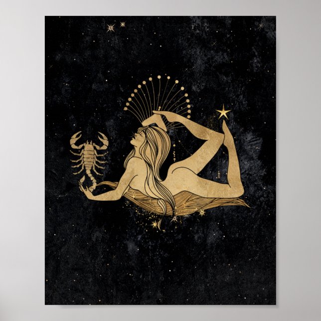 Zodiac Goddess | Cosmic Guld Scorpio Astrology Poster (Framsidan)