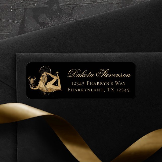 Zodiac Goddess | Cosmic Guld Scorpio Astrology Returadress Etikett (Skapare uppladdad)