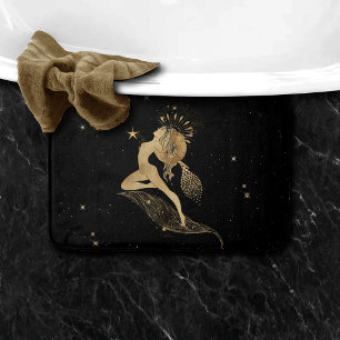 Zodiac Goddess   Kosmiskt Guld Astrologi Badrumsmatta