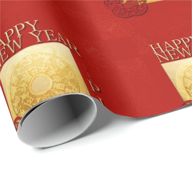 Zodiac Gris Papercut Kinesiska året 2019 Wrapping  Presentpapper (Rullad Hörn)