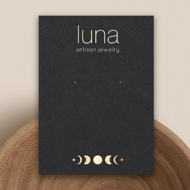 Zodiac Guld Måne Boho Earring Jewelry Visning Visitkort (Skapare uppladdad)
