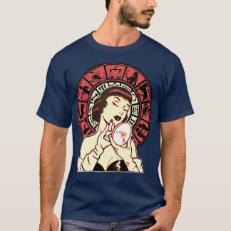 Zodiac Horoscope-kvinna som sätter på läppstift T Shirt