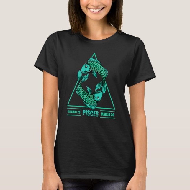 Zodiac Horoscope Sign Pisces T Shirt (Framsida)