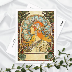 Zodiac Illustration Alphonse Mucha Postcard Vykort