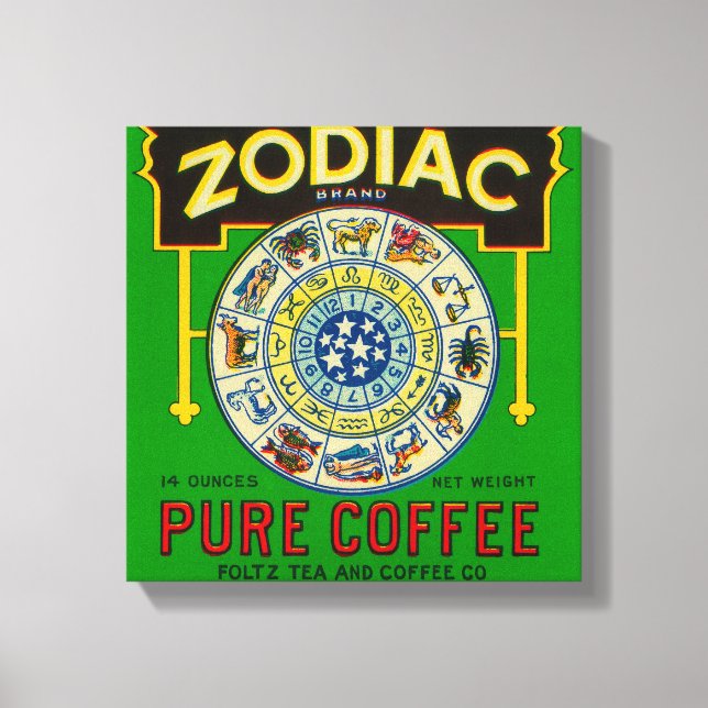 Zodiac-kaffeetikettNew Orleans, LA Canvastryck (Framsida)