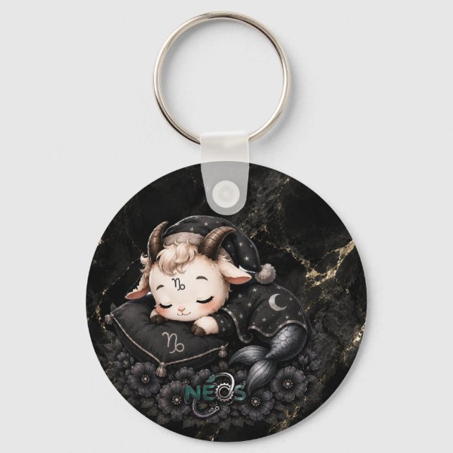 Zodiac Kawaii Neos Stenbocken Nyckelring (Framsida)