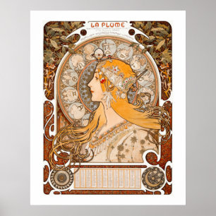 Zodiac La Plume av Alphonse Maria Mucha Poster