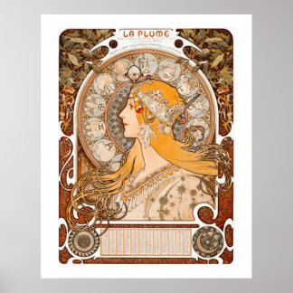 Zodiac La Plume av Alphonse Maria Mucha Poster