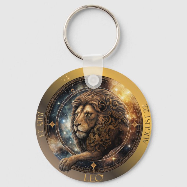 Zodiac Lejon Anpassa NAMN, DATUM Nyckelring (Framsida)
