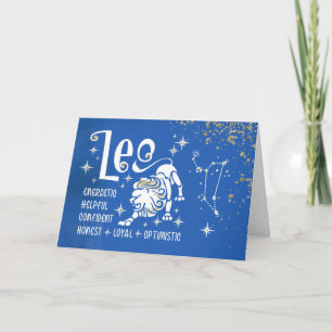 Zodiac Leo Birthday med signaturkontroll Kort