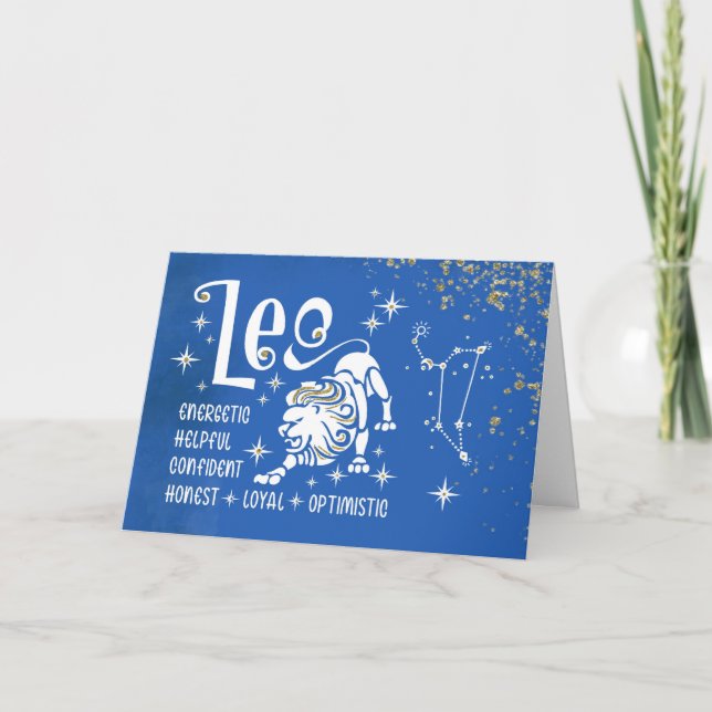 Zodiac Leo Birthday med signaturkontroll Kort (Framsida)