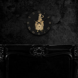 Zodiac Leo | Cosmic Guld och Black Astrology Large Rund Klocka
